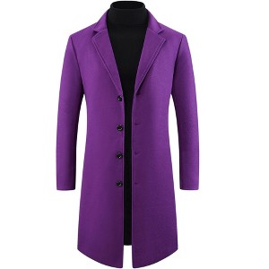Lars Amadeus Men's Single Breasted Notch Lapel Formal Winter Long Overcoat - 1 of 4