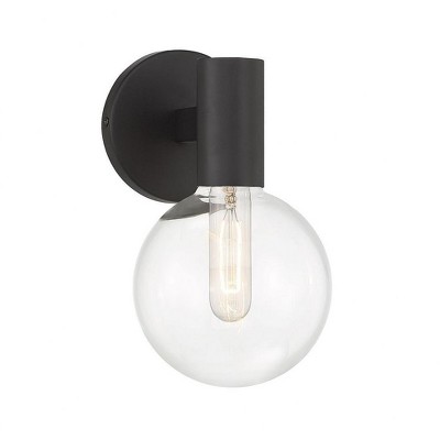 Matte Black Dimmable Glass Shade Wall Sconce