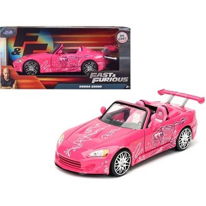Suki's 2001 Honda S2000 Convertible Pink with Graphics "Fast & Furious" Movie 1/24 Diecast Model Car by Jada - 1 of 4