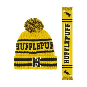 Harry Potter Adult Hogwarts Collegiate Knit Winter Cuff Beanie Hat and Scarf Set - 1 of 4
