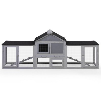Sevobal Pet Carriers, Large Rabbit Hutch Indoor Outdoor with Waterproof Roof, Indoor Outdoor Portable Fence for Yard, Gray, 83.5"*18.5"*33.75"