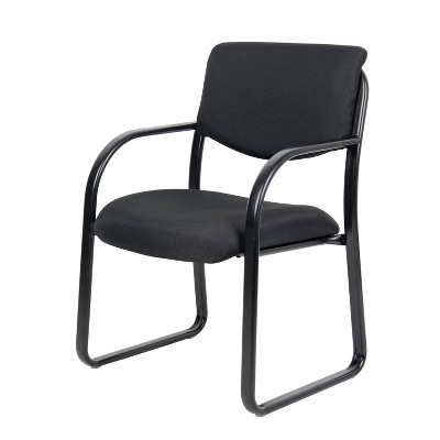 Black Fabric and Steel Sled Base Dining Chair