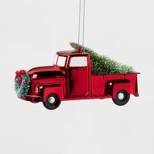 Vintage Truck with Wreath and Tree Christmas Tree Ornament Red - Wondershop™
