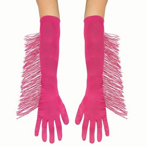 Fun World Long Pink Gloves with Fringe Costume Accessory - Pink - 1 of 1