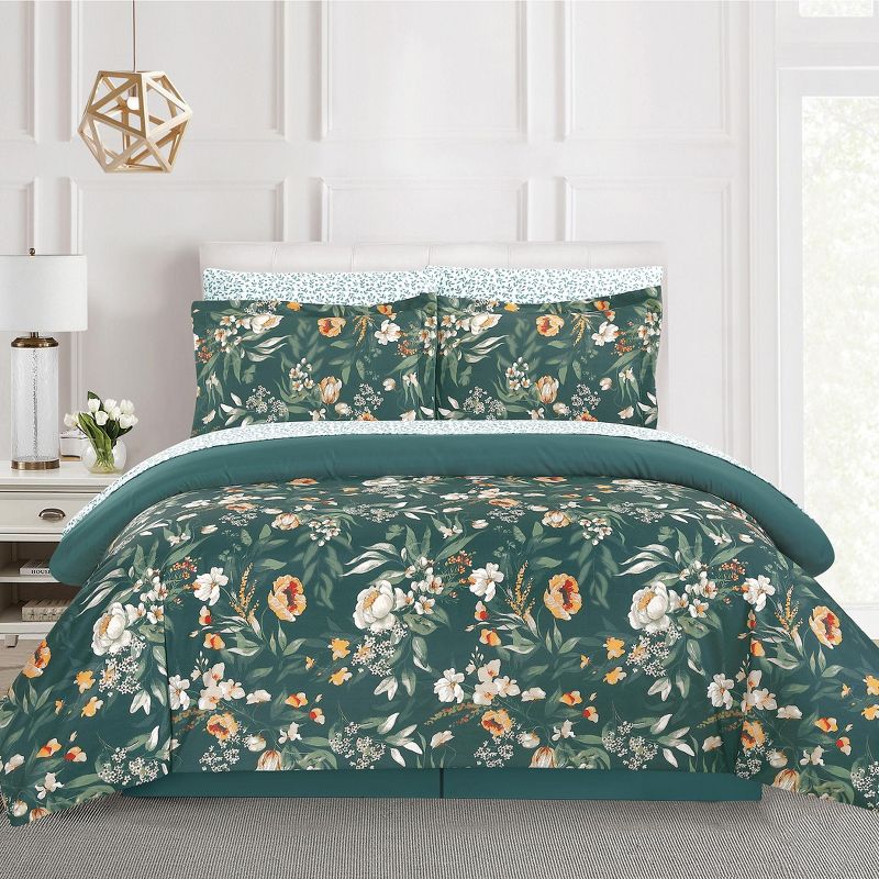 Collections Etc Elegantly Modern Bloom 7-Piece Comforter Set, 2 of 4