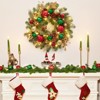 16" Christmas Wreath with 30 LED Battery-Operated Lights, Snow Flocked Holiday Wreath with Red Green Gold Ornaments for Front Door & Fireplace - 4 of 4