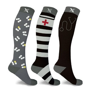 Extreme Fit Compression Socks - Knee High Performance Socks for Running, Travel, and Pregnancy - 3 Pair - 1 of 4