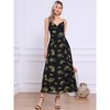 INSPIRE CHIC Women's Floral Print Pleated Back V Neck Split Elegant Maxi Sundresses - 3 of 4