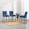 WestinTrends Hayes 24" Linen Fabric Tufted Counter Stool (Set of 3) - 2 of 4