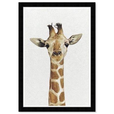 15" x 21" Cute Baby Giraffe Animals Framed Art Print - Wynwood Studio: Modern Decor, Digital Artwork, Plastic Frame, Wire Mount