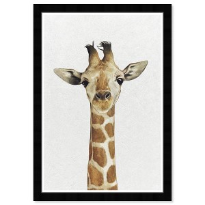 15" x 21" Cute Baby Giraffe Animals Framed Art Print - Wynwood Studio: Modern Decor, Digital Artwork, Plastic Frame, Wire Mount - 1 of 4
