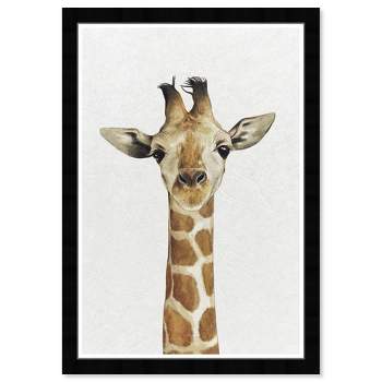15" x 21" Cute Baby Giraffe Animals Framed Art Print - Wynwood Studio
