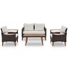 4 Piece Wicker Outdoor Patio Conversation Sets,PE Rattan Sectional Sofa Set,Garden Furniture Sets with Wood Coffee Table and Cushions-Coolbibila - 3 of 4