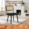 Modern Boho Rattan Dining Chairs Wood Back & Legs,– 330LB Capacity, Rubberwood Frame & PU/Velvet Upholstery, Upholstered Seat (Black/Brown/Green) - 4 of 4