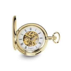Black Bow Jewelry Charles Hubert 14k Gold Finish White Dial Pocket Watch - 1 of 4