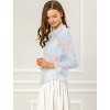 INSPIRE CHIC Women's Crochet Lace See-Through Ruffle Frill Neck Floral Elegant Blouse - 4 of 4