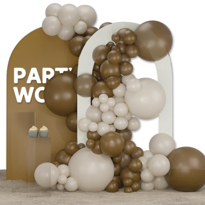 PartyWoo Balloon Arch Kit Brown White Sand Boho Neutral 18 12 10 5 Inch 140 pcs