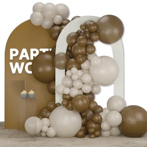 PartyWoo Balloon Arch Kit Brown White Sand Boho Neutral 18 12 10 5 Inch 140 pcs - 1 of 4