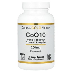 California Gold Nutrition CoQ10 with Bioperine® and Black Pepper Extract, Enhanced Biovailability, 200 mg, 120 Veggie Capsules - 1 of 4
