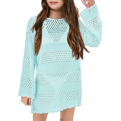 Girl Swimsuit Crochet Swim Cover Up Summer Bathing Suit Swimwear Knit Pullover Beach Dress