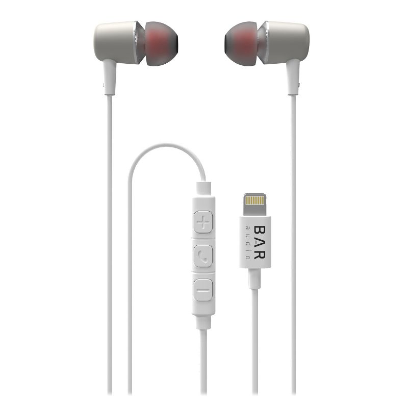 cellhelmet® Bar Audio™ In-Ear Earbuds with Microphone, Lightning® Connector, White, 1 of 6