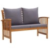 vidaXL Lounge Set Made of Solid Acacia Wood, 3-Piece Patio Furniture Set with Coffee Table, Armrests and Curved Backrest, Dark Gray Cushions Included - 4 of 4