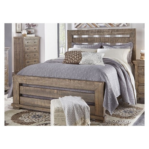 King Willow Slat Complete Bed Weathered Gray Progressive