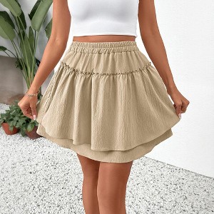 Women's Tiered Flowy Elastic Waist Mini Skirt Summer Casual Short