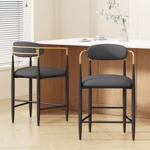 Christopher Knight Home Alger Modern Fabric Upholstered Iron 25 Inch Counter Stools (Set of 2) - 1 of 4