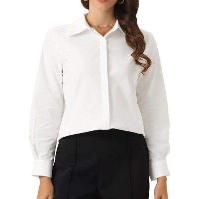 INSPIRE CHIC Women's Work Long Sleeve Embroidery Collar Button Down Shirt