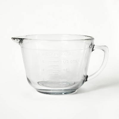 Anchor Hocking 2 Qt 8 Cup Clear Glass Batter Bowl with Red Cover