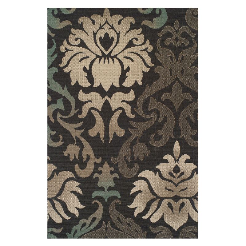 Traditional Damask Indoor Outdoor Area Rug by Blue Nile Mills, 1 of 7