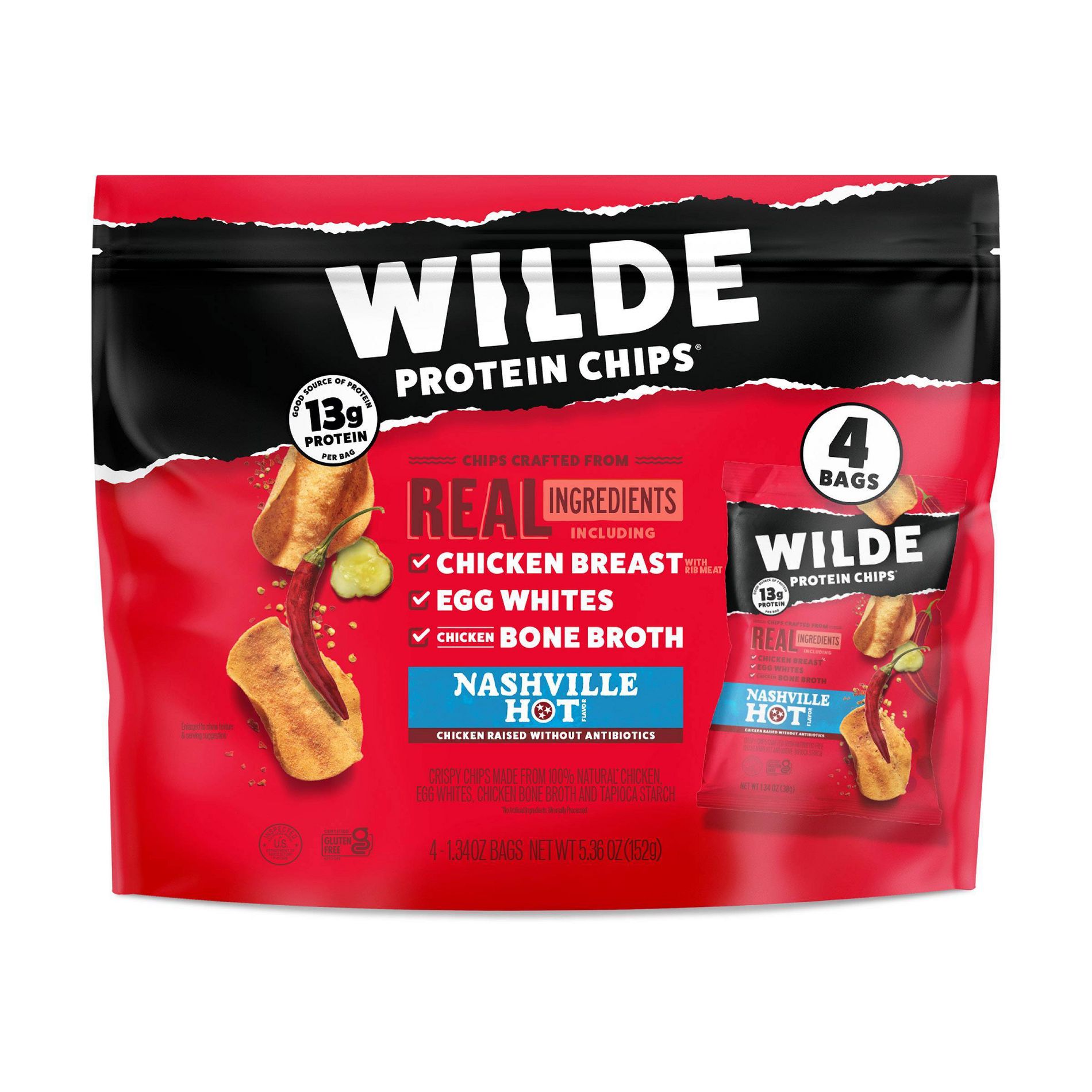 WILDE 13g Protein Chips - Nashville Hot - 4ct