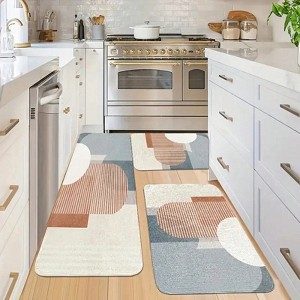 Chery Life 1Pc European Style Home Kitchen Mat, Morandi Simple Design, Flannel Material - 1 of 4