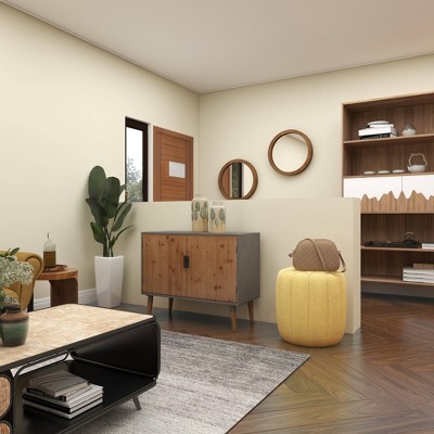 24" Round Natural Brown Wood Wall Mirror