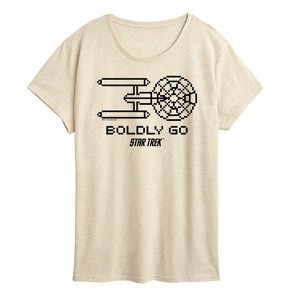 Women's - Star Trek - Boldly Go Pixelated Ship Short Sleeve Graphic T-Shirt - 1 of 4