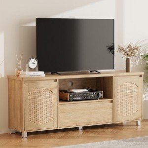 Jojoka Boho TV Stand for 65 inch TV,Natural Wood - 1 of 4