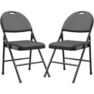 Padded Folding Chairs, PU Leather Upholstered, Soft Cushioned High Back, Metal Frame, Portable for Office, Party, Dining - 1 of 4