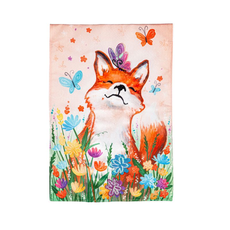 Fox and Wildflowers Linen Garden Flag, 1 of 2