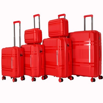 Kumasinova 6Pcs ABS Hardshell Luggage Set,Expandable Travel Suitcase with Lock,18/20/24/28" Carry-On&Checked Spinner Suitcase,Lightweight