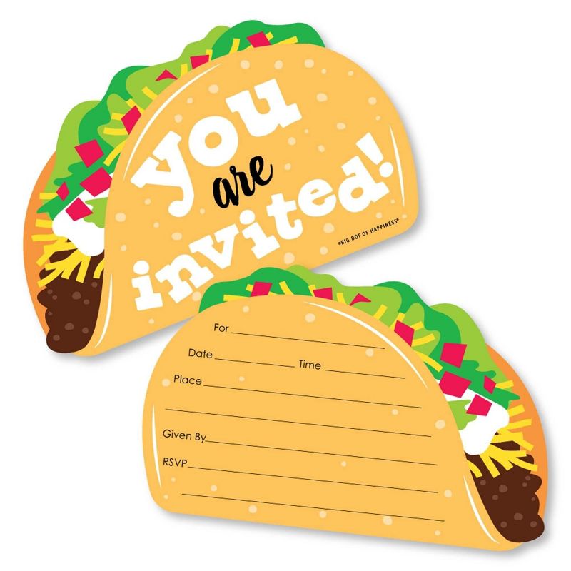 Big Dot of Happiness Taco 'Bout Fun - Shaped Fill-in Invitations - Fiesta Invitation Cards with Envelopes - Set of 12, 1 of 8