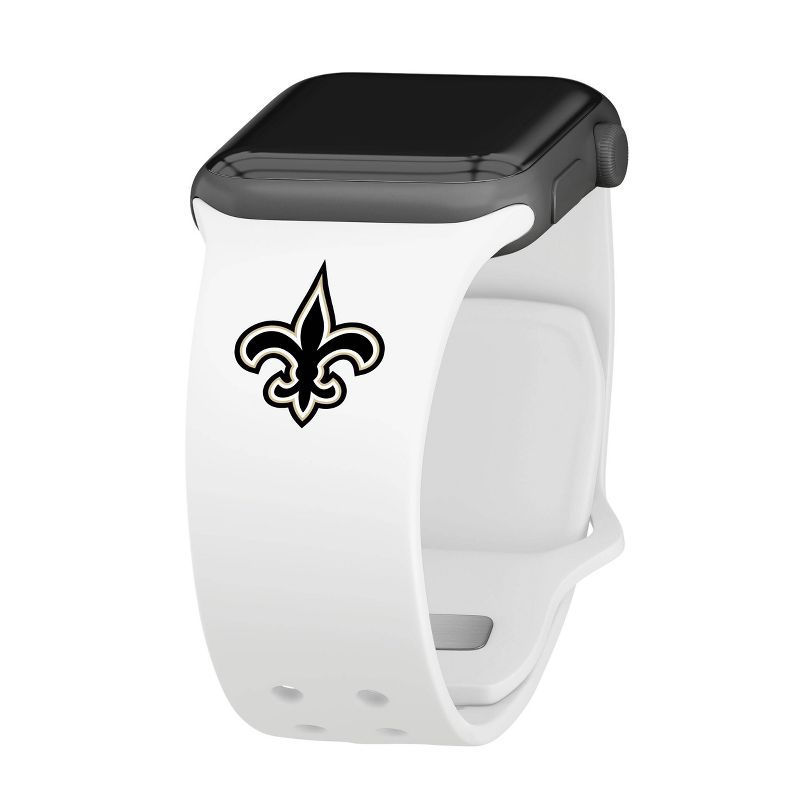 NFL New Orleans Saints Apple Watch Compatible Silicone Band - White, 1 of 4
