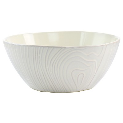 Martha Stewart Wood Pattern 9.85 Inch Stoneware Serving Bowl in White