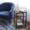 VASAGLE 3-Tier Tall Side Table, Small Telephone End Table Stand with 2 Mesh Storage Shelves, Kitchen Cart, Rustic Brown and Black - 2 of 4