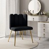 Barbara Velvet Vanity Stool for Makeup Room, Moden Accent Side Chairs for Living Room with Golden Metal Legs | Artful Living Design-BLACK - 3 of 4