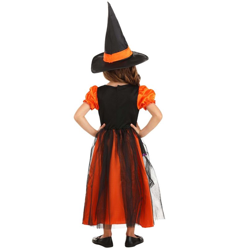 HalloweenCostumes.com Girl's Toddler Orange Light-Up Witch Costume, 2 of 7