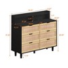 43.31" 6-Drawers Rattan Dresser, Storage Cabinet with LED Lights and Power Outle 4M - ModernLuxe - 3 of 4
