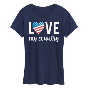 Women's - Instant Message - Love My Country Short Sleeve Graphic T-Shirt - 1 of 4