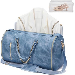 Stylish Convertible Carry On Garment Bag for Women, PU Leather Duffle with Shoe Compartment & Toiletry Pocket - 1 of 4