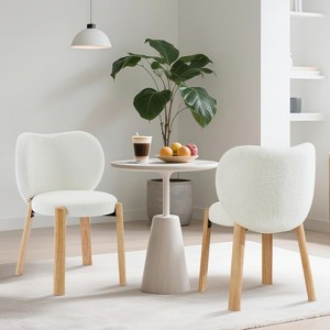 Cute Vanity Chair with Love Backrest, Modern Makeup Vanity Stool Teddy Fabric for Dressing Home Office Bedroom Dinning Room and Living Room - 1 of 4